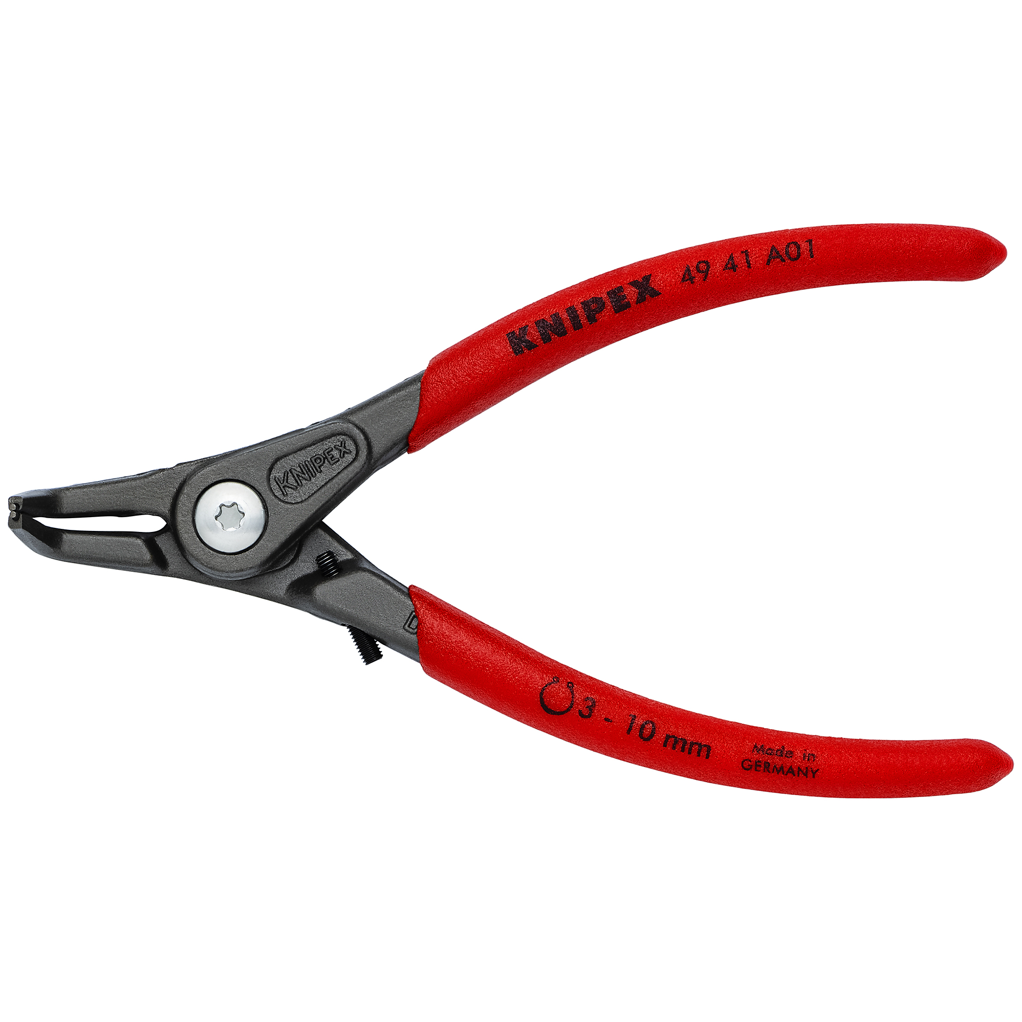 KNIPEX, Ext 90°Prec.Snap Ring Plrs-Limiter,1/32 tip,5.25in., Pieces (qty.) 1 Material Steel, Model# 49 41 A01